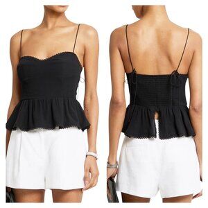 OPT One Pretty Time Black Elodie Peplum Top Size 0 NWT Adjustable Straps